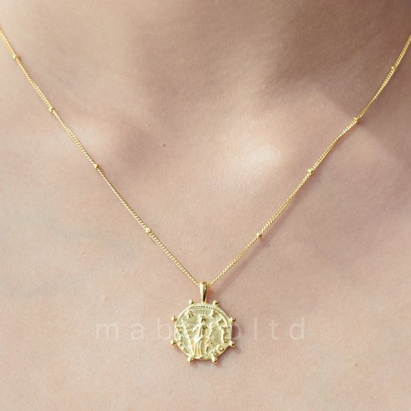 18K Gold On 925 Sterling Coin Pendant Necklace - Picture 4 of 9